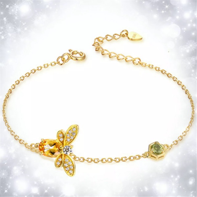 Gorgeous Natural Citrine Queen Bee Bracelet